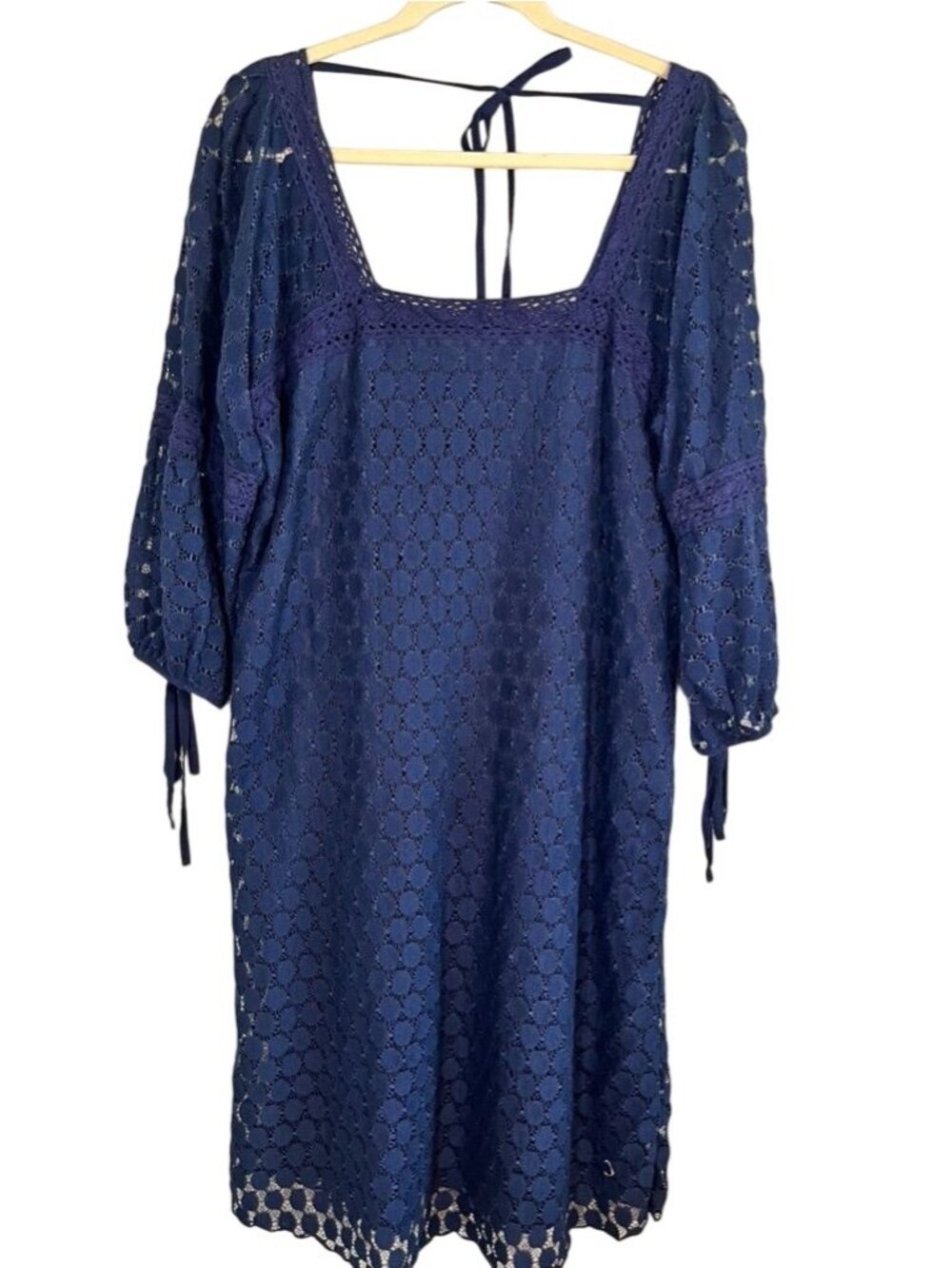 Neutral‎ Floral Lace Crochet Dress 1X Coastal Nautical Preppy Feminine Classic